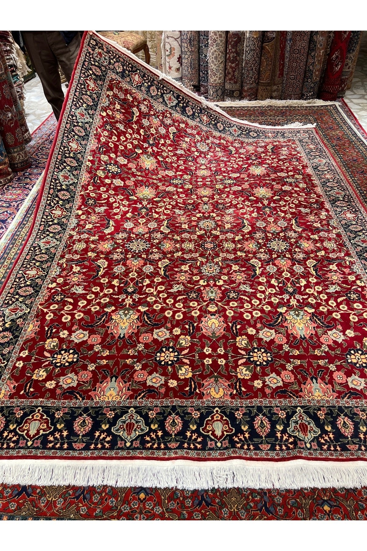 RD RAMAZAN DAG Hand Rug Art Hand-Woven Sumerbank Hereke Rug Wildflower Design Size 275x205 - MALLTURK