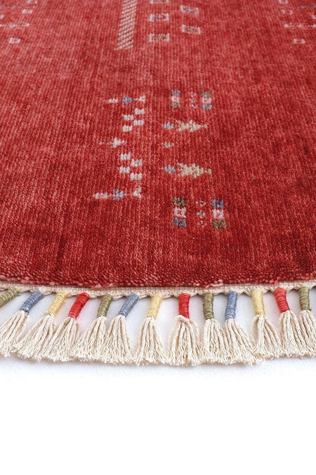 Cool Hali Galata 06 Red Carpet Living Room Carpet Bohemian Scandinavian Carpet Bamboo Carpet Handwoven Round Hallway Carpet - MALLTURK