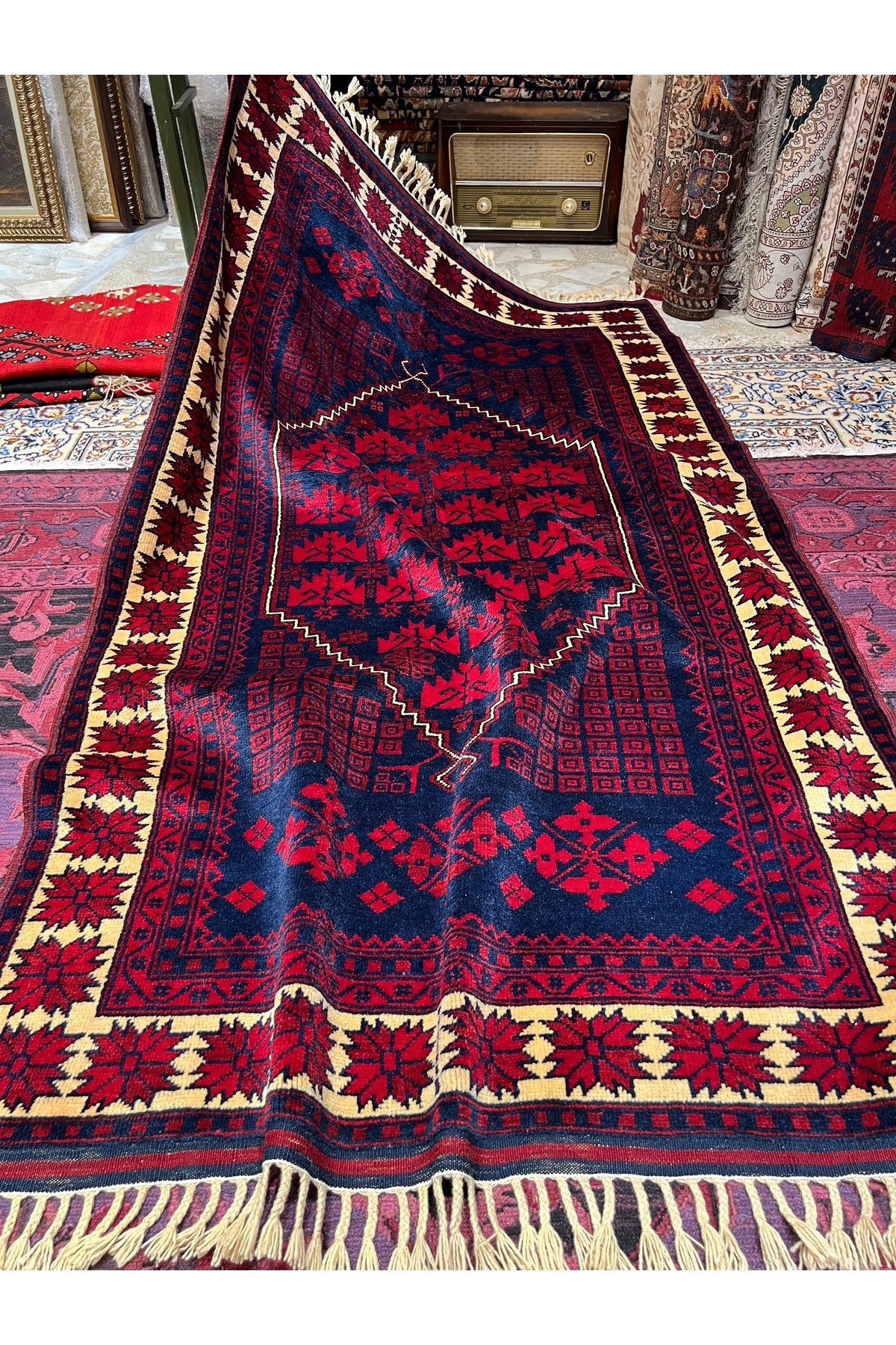 RD RAMAZAN DAG Hand Rug Art Hand-Woven Yagcibedir Rug 100 Yas Base Antika Size 220x126