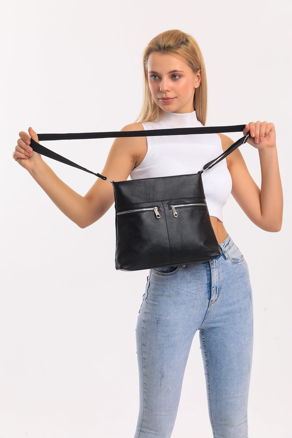 Fubileather Genuine Leather Modern Soft Textured Shoulder Bag