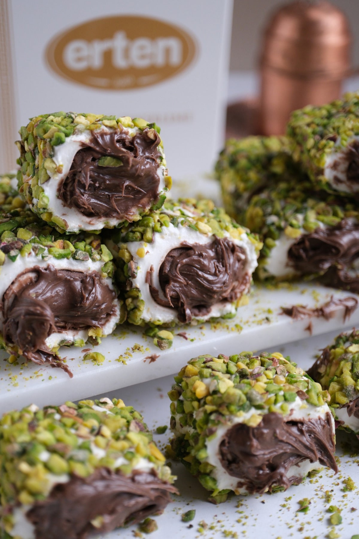 Erten sekerleme pirinc Pistachio Chocolate Turkish Delight 500 g - MALLTURK