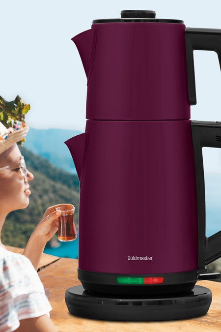 GoldMaster Acacia Matte Purple XL 2200 Watt Patented Drip-Free Design Stainless Steel Tea Maker and Water Kettle - MALLTURK