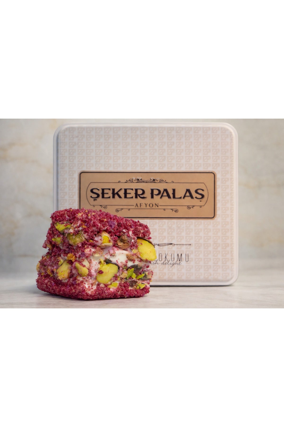 SEKER palas Afyon Style frambuazli antepfistikli kadife kekli baklava Turkish Delight 500gr - MALLTURK