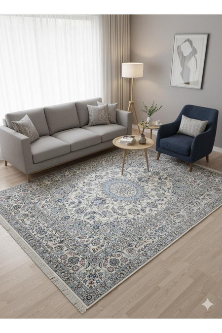RD RAMAZAN DAG Hand Rug Art Hand-Woven Iranian Nain Rug Premium Quality Wool Blend Size 290x200 - MALLTURK