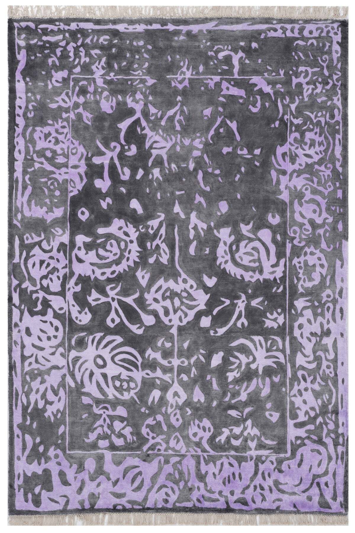 Naar Hali Erase KC 1556 Purple Modern Handwoven Bamboo Living Room Rug - MALLTURK