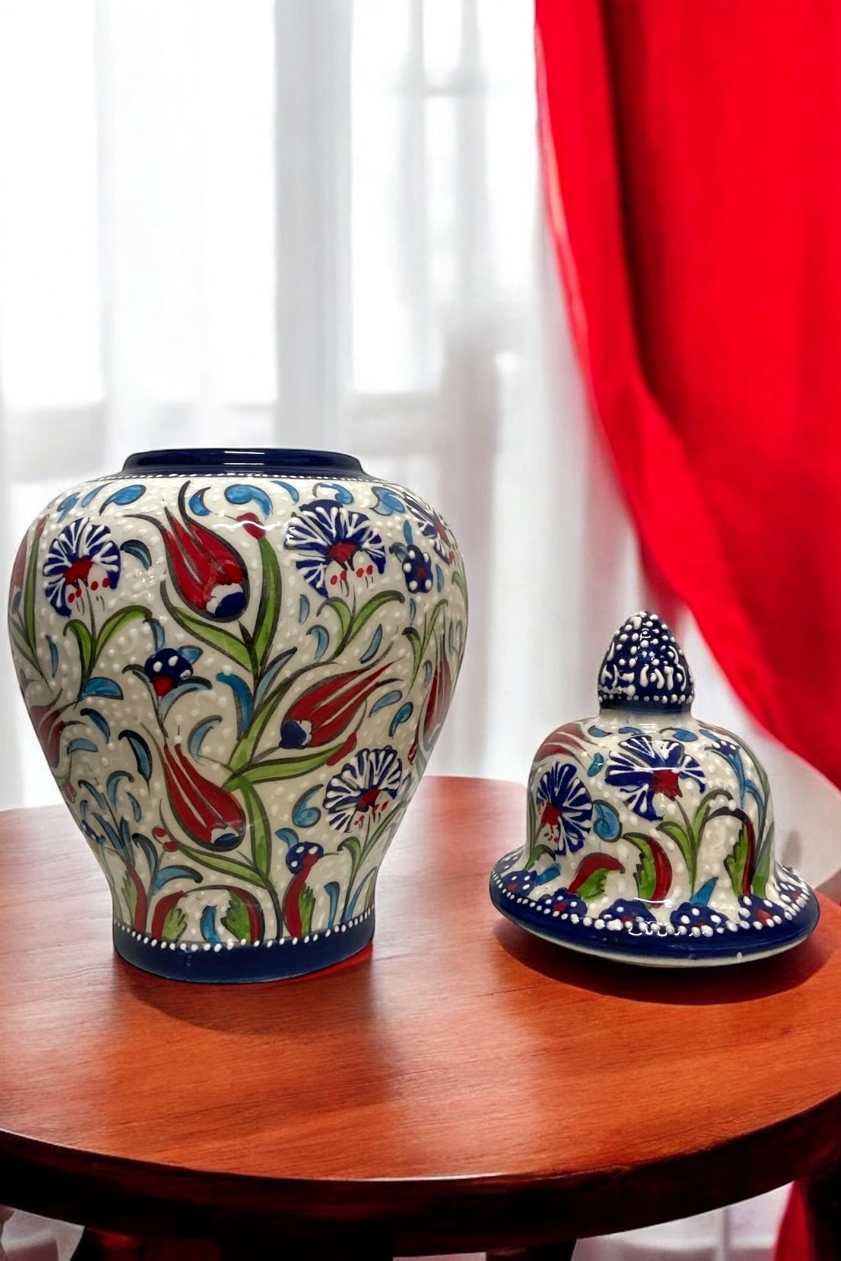 STORESZA 30cm Handmade Kutahya Ceramic Shah Cube Vase – Blue - MALLTURK