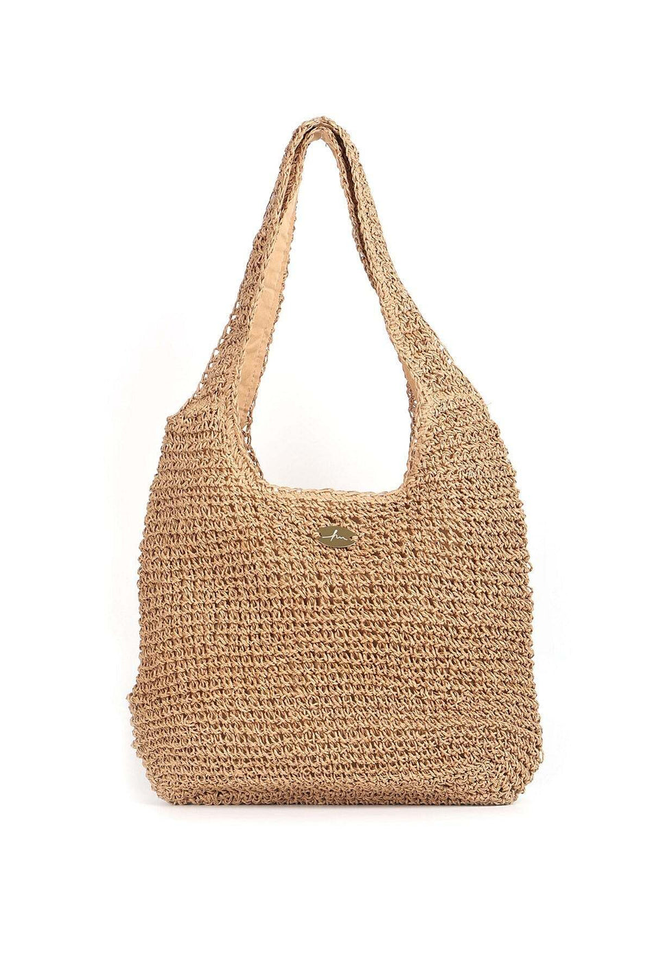 Hasema Woven Straw Camel Color Beach Bag 1002