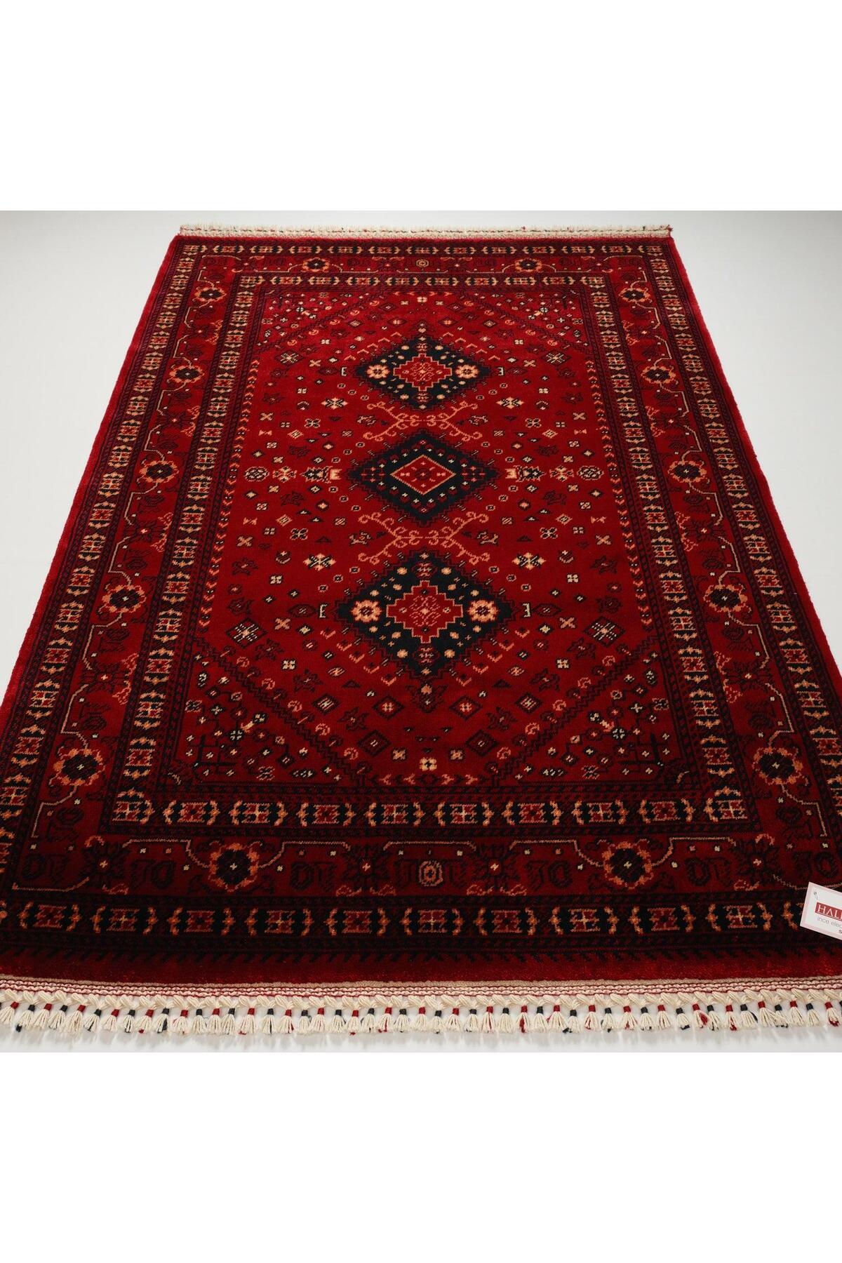 Eko Hali NOSTALGIA Afghan Pattern Machine Woven Carpet - NOSTALGIA 961 Red - MALLTURK