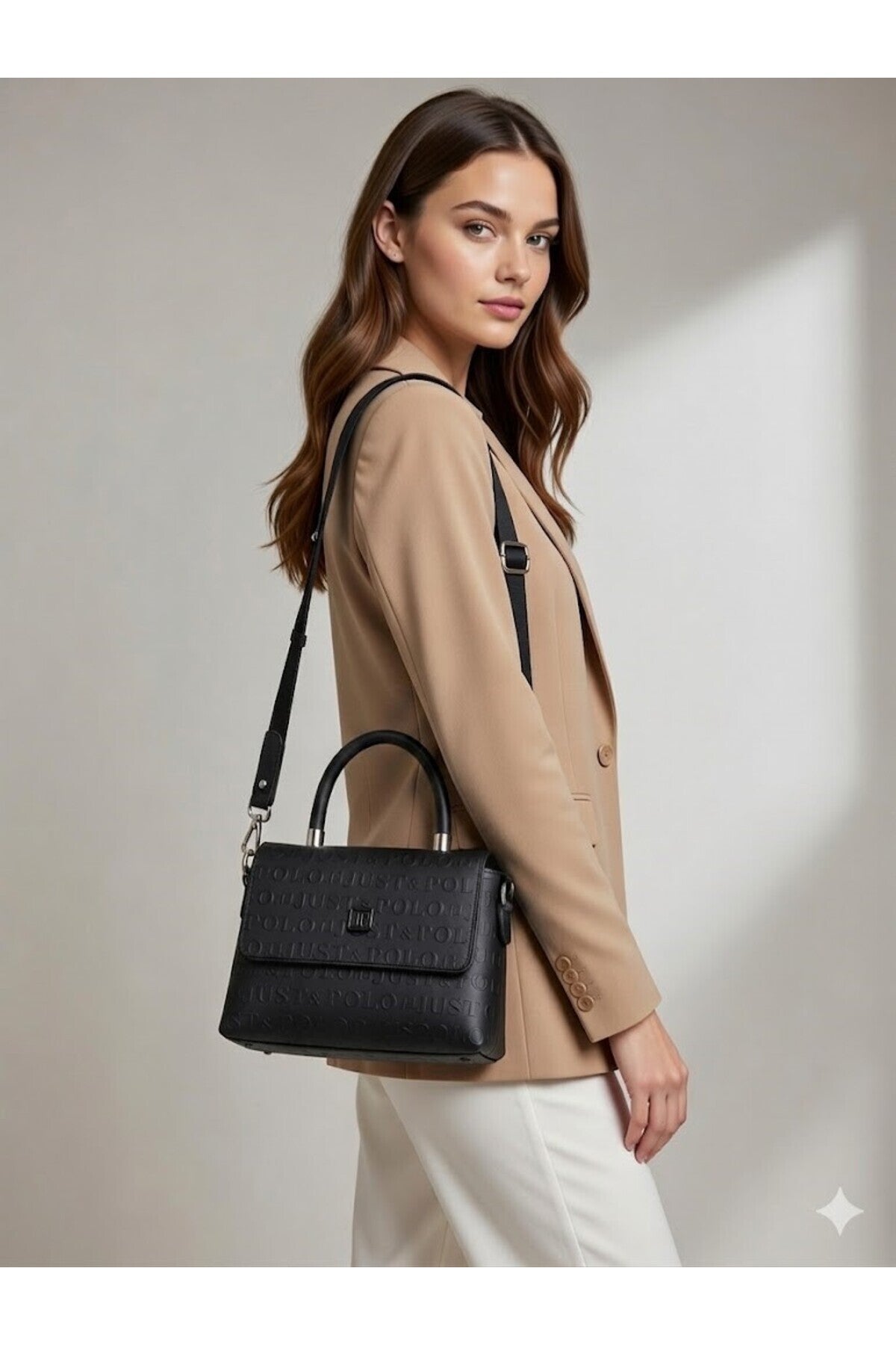 Just Polo Black Women's Hand and Shoulder Bag Black Color - MALLTURK