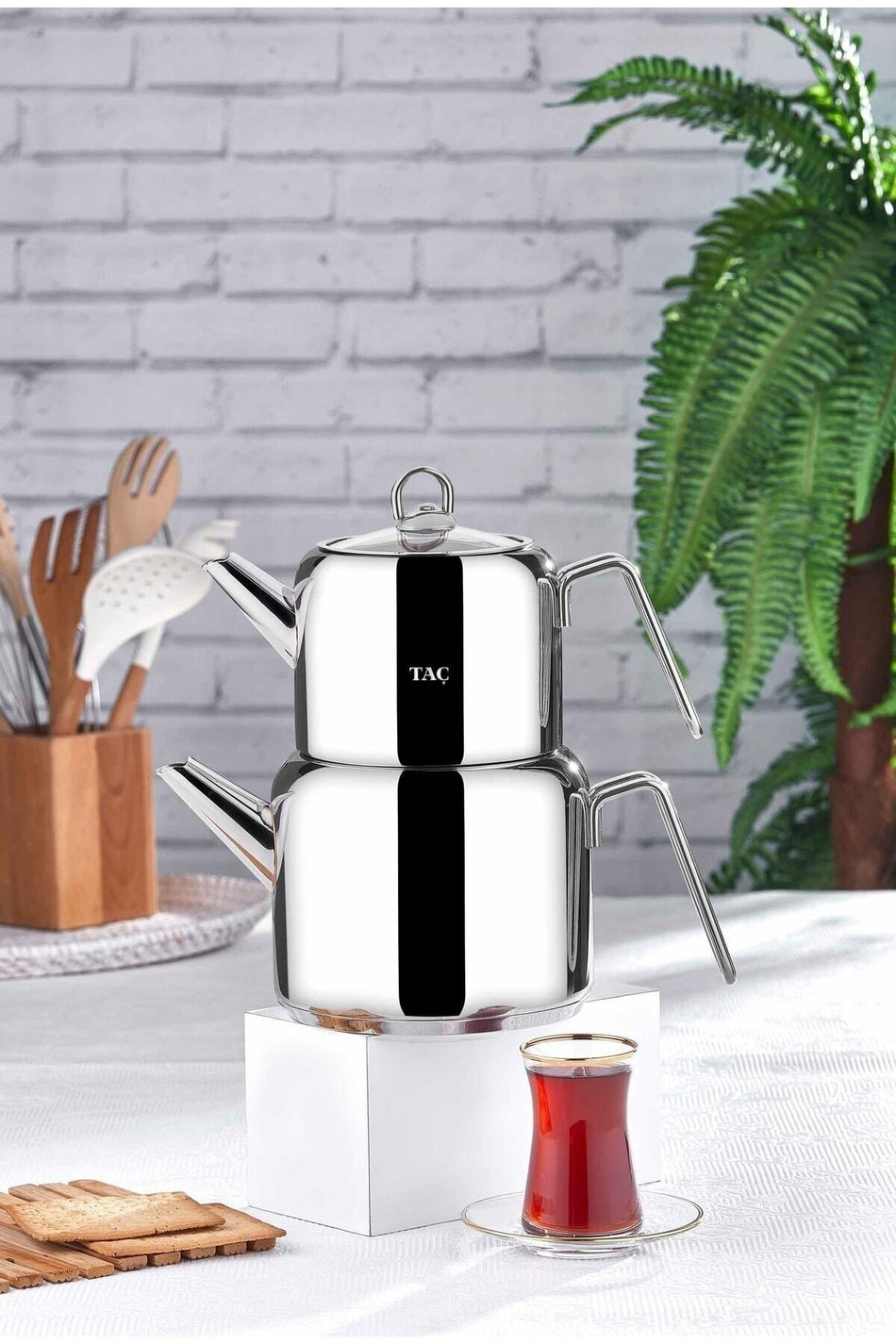Tac Hera induction Base Maxi Teapot Set 5907 Platinum - MALLTURK