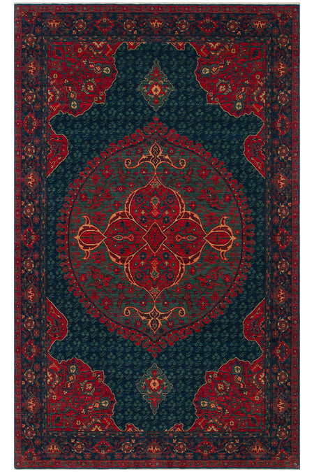 Cool Rug Mardin Navy Red Cok Multicolor Classic 4 Mevsim New Zealand Wool Soft Hand-Woven Living Room Rug