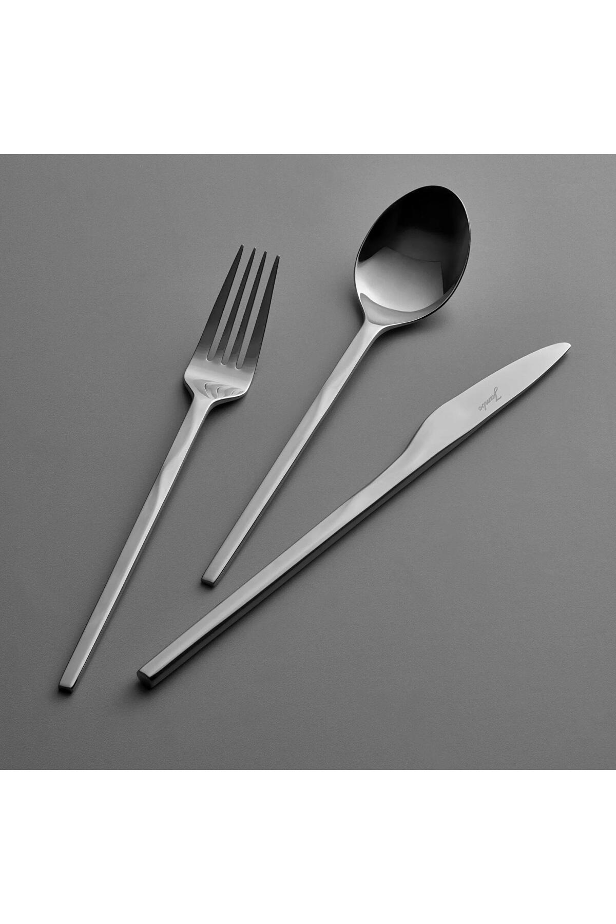 Jumbo fluctus 84 Piece 12 Place Setting Steel Flatware Set - MALLTURK