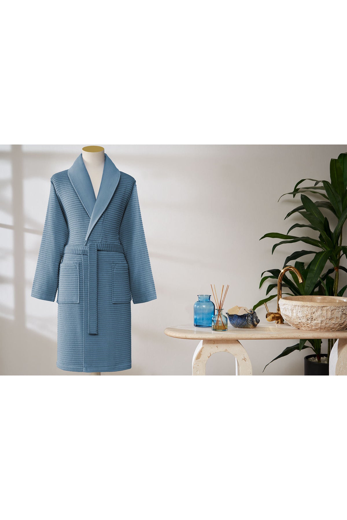 Ozdilek Feather Shawl Collar Men Bathrobe - MALLTURK