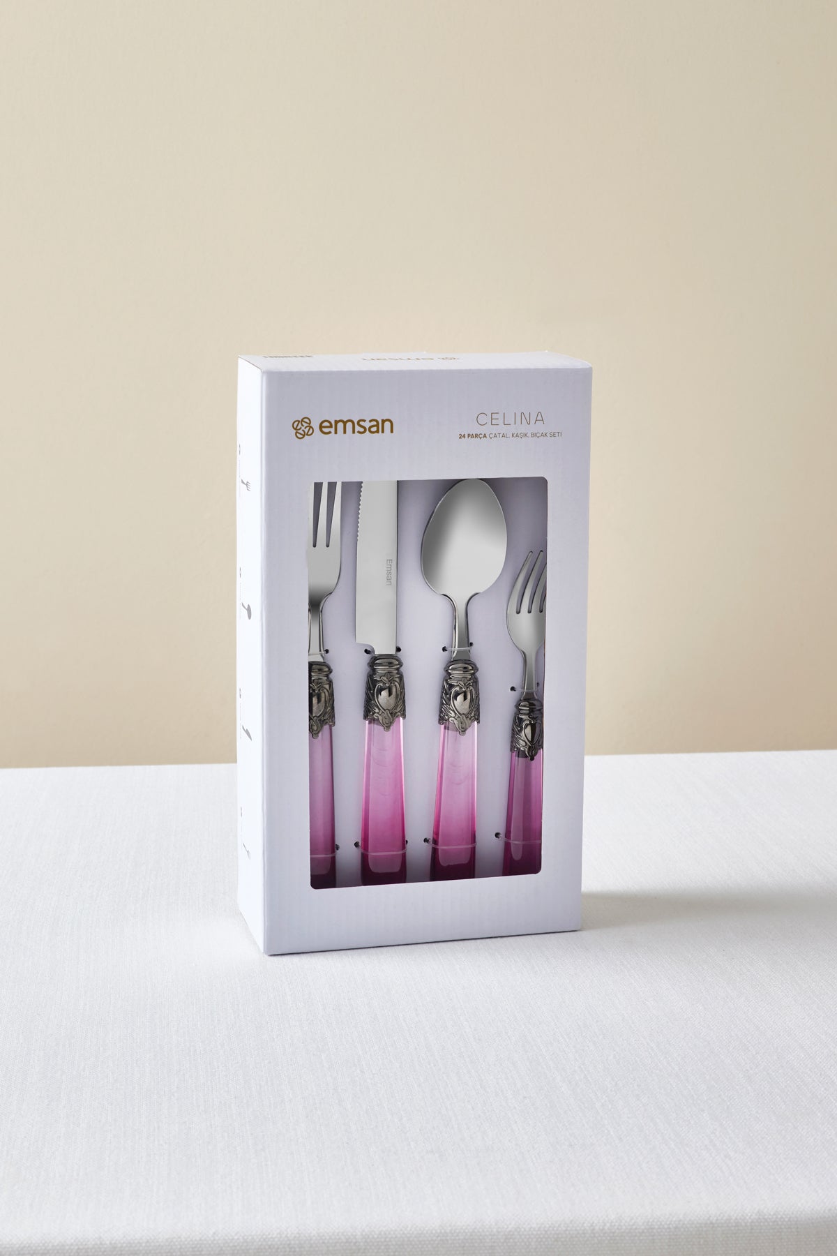 Emsan celina 24 Piece 6 Place Setting Flatware Set bordo - MALLTURK