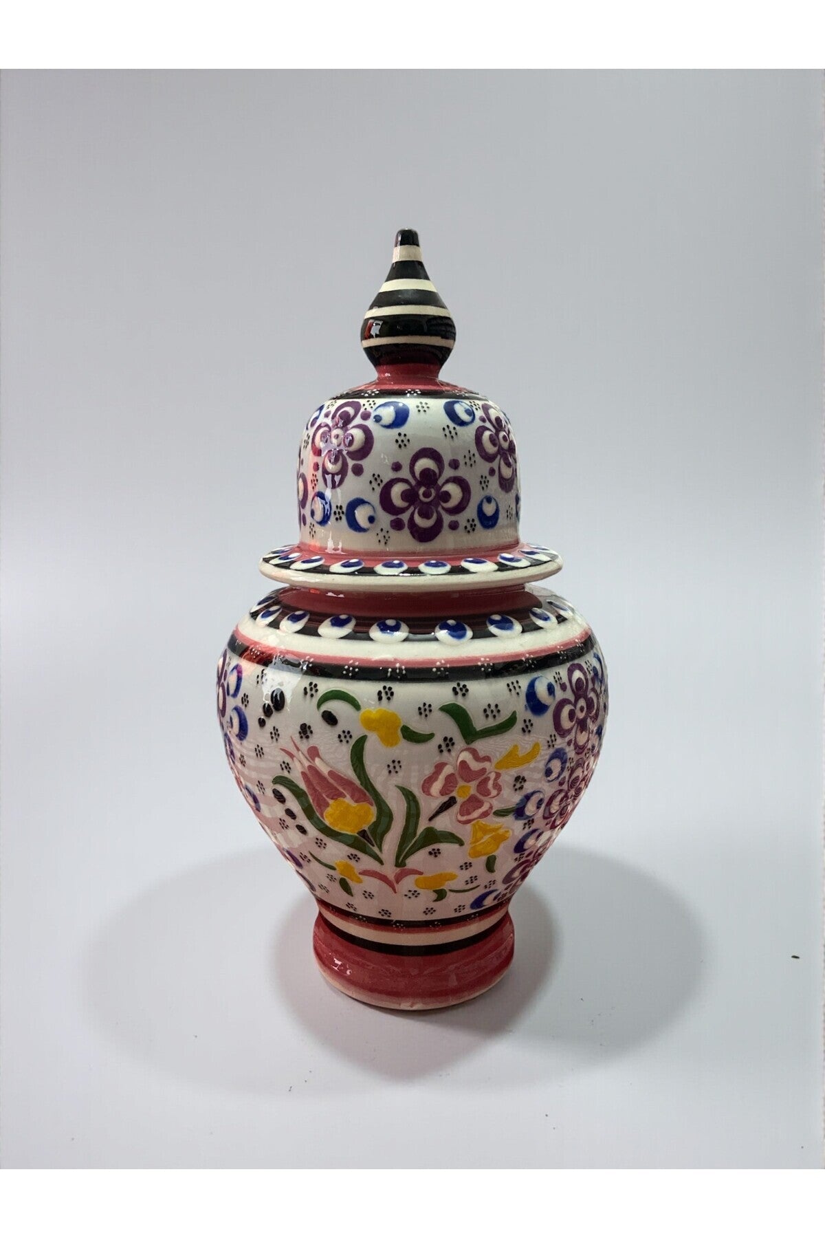 YOOS Handmade Wheelwork 25cm Kutahya Ceramic Shah Cube Ceramic Vase Pink - MALLTURK