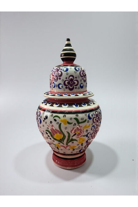 YOOS Handmade Wheelwork 25cm Kutahya Ceramic Shah Cube Ceramic Vase Pink - MALLTURK
