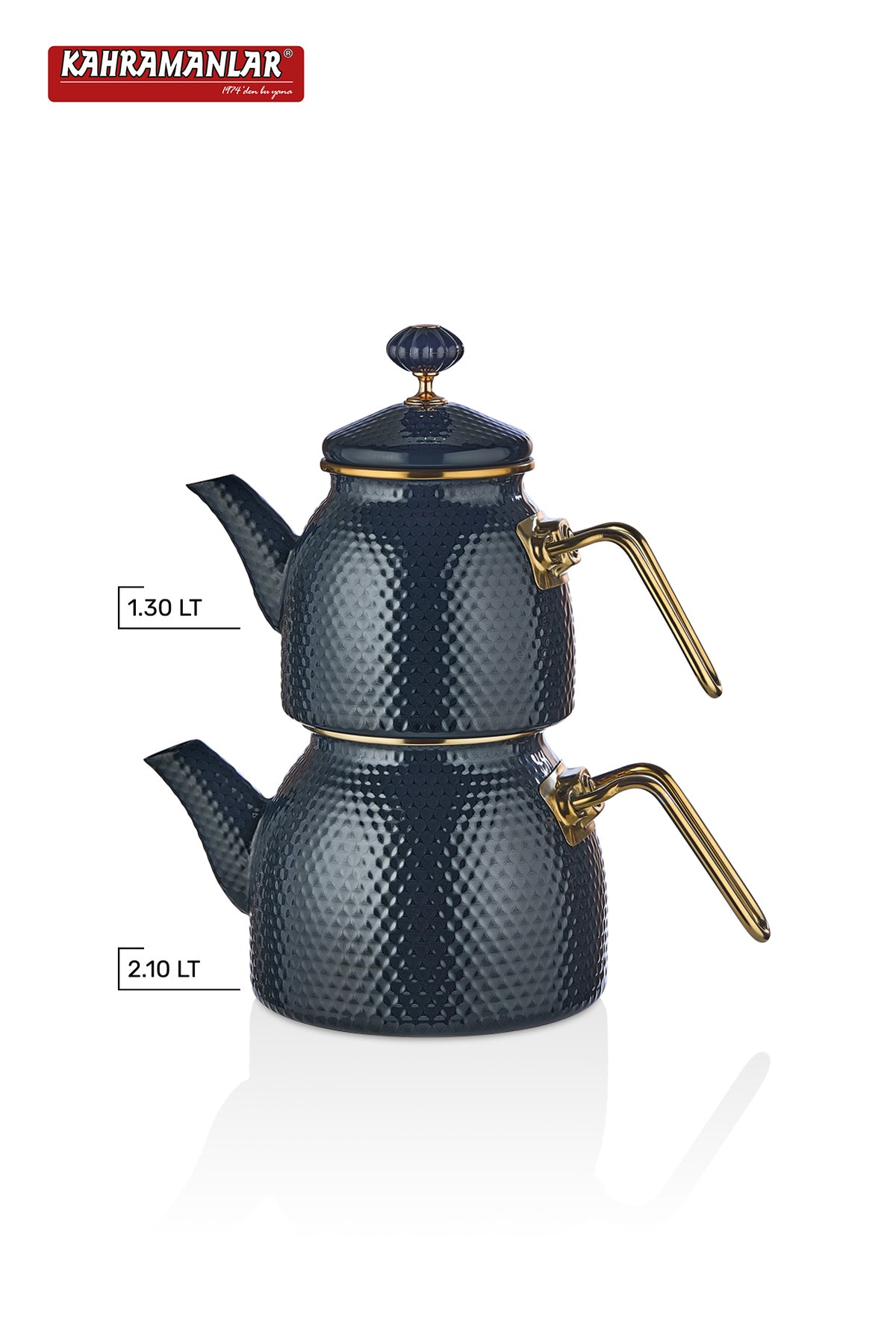 Kahramanlar Prime Anthracite Enamel Teapot Set - MALLTURK