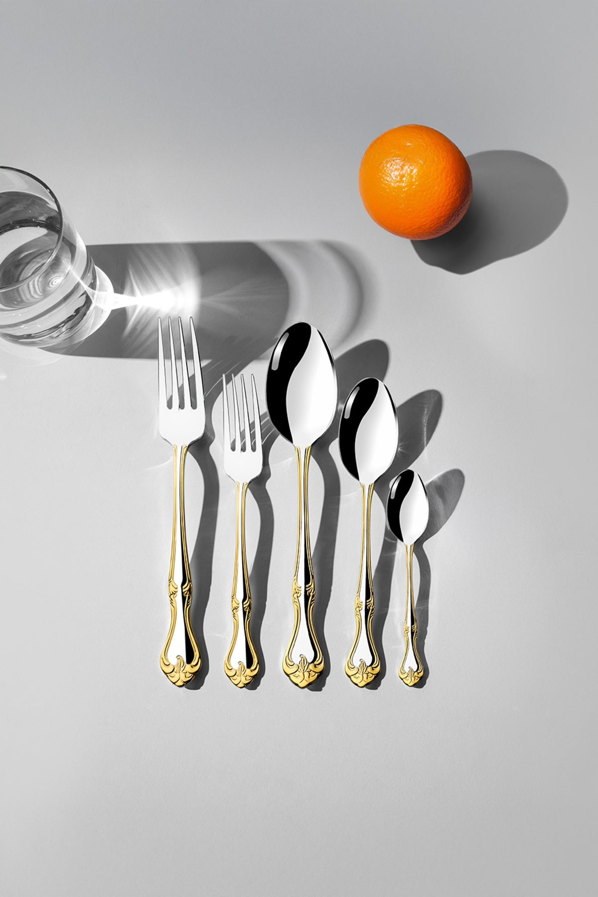 Nehir lalezar altin Plain 12 Place Setting 60 Piece Boxed Fork Spoon Set - MALLTURK