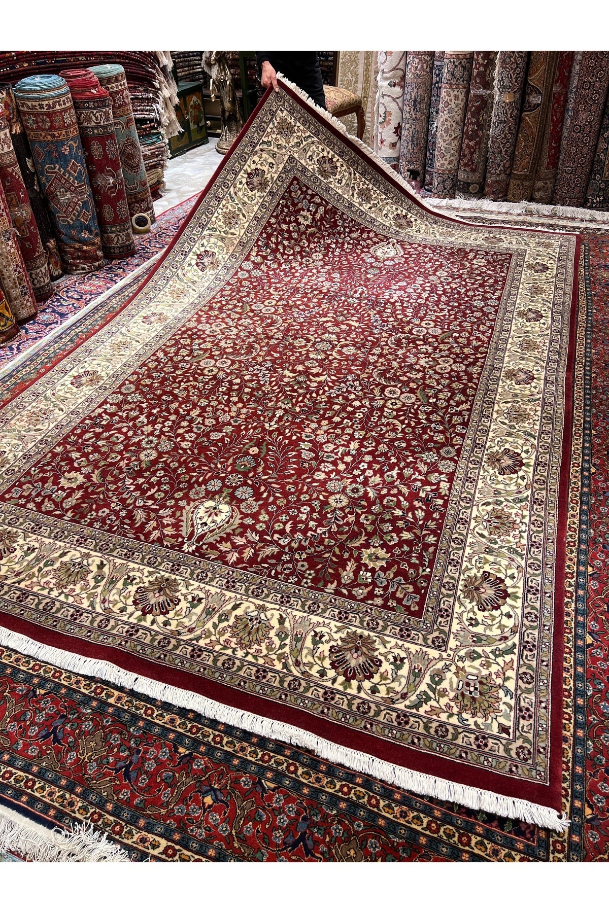 RD RAMAZAN DAG Hand Rug Art Hand-Woven Indian Rug Hereke Design Size 300x200 - MALLTURK