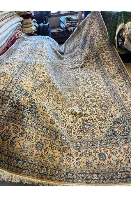 RD RAMAZAN DAG Hand Rug Art Hand-Woven Iranian Nain Rug Silk Wool Blend Size 370x257 - MALLTURK