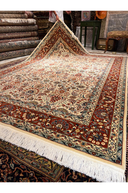RD RAMAZAN DAG Hand Rug Art Hand-Woven Hereke Rug Seven Mountains Flower Design Size 300x200 - MALLTURK