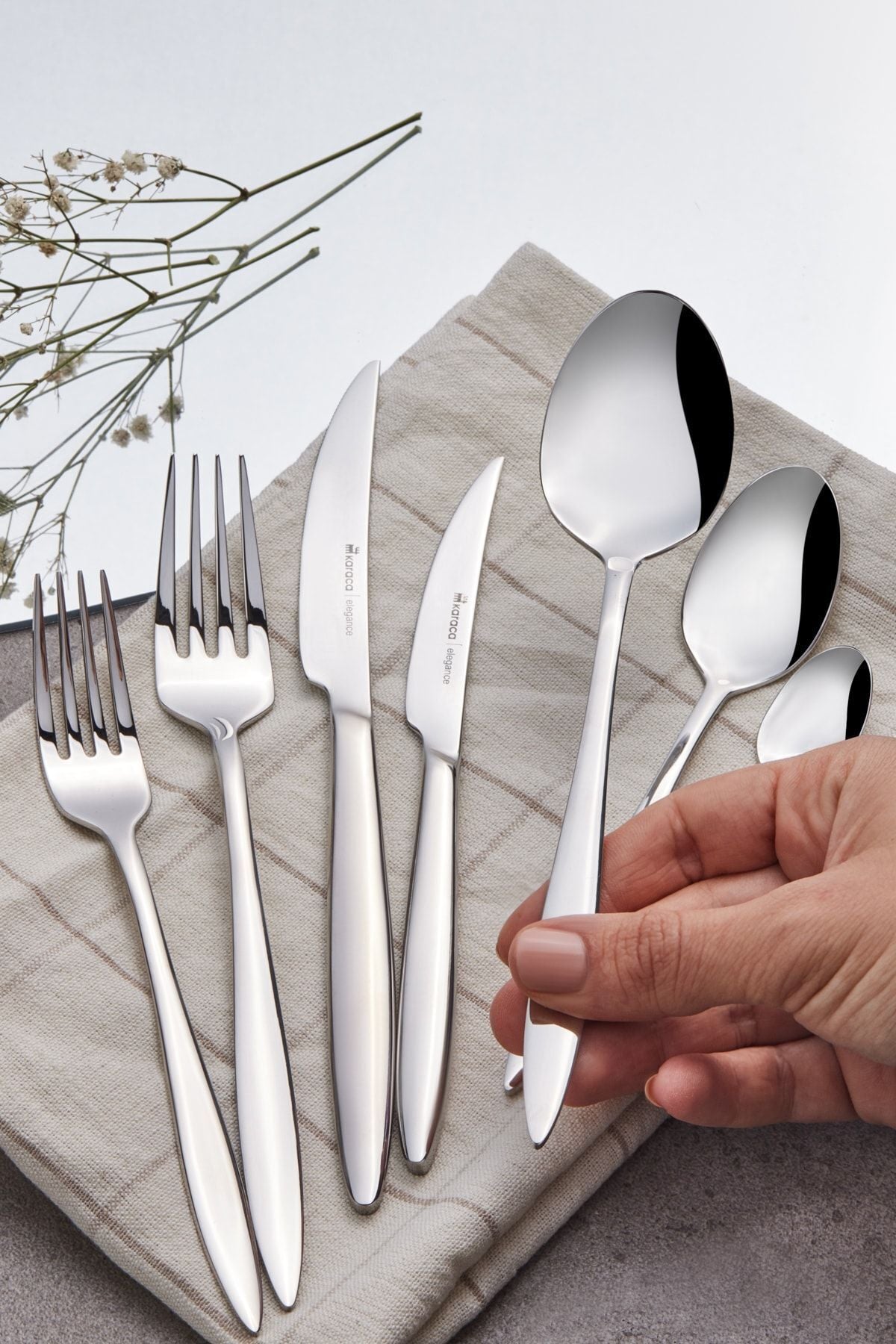 Karaca kai elegance 84 Piece 12 Place Setting Flatware Boxed 7080seri - MALLTURK