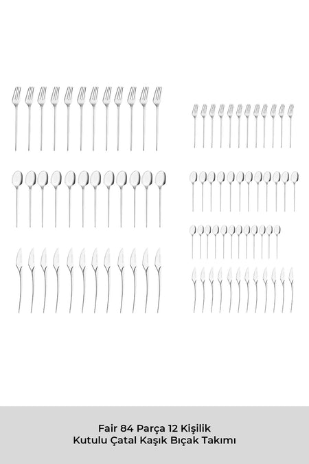 Emsan fair 84 Piece 12 Place Setting Boxed Flatware Set - MALLTURK