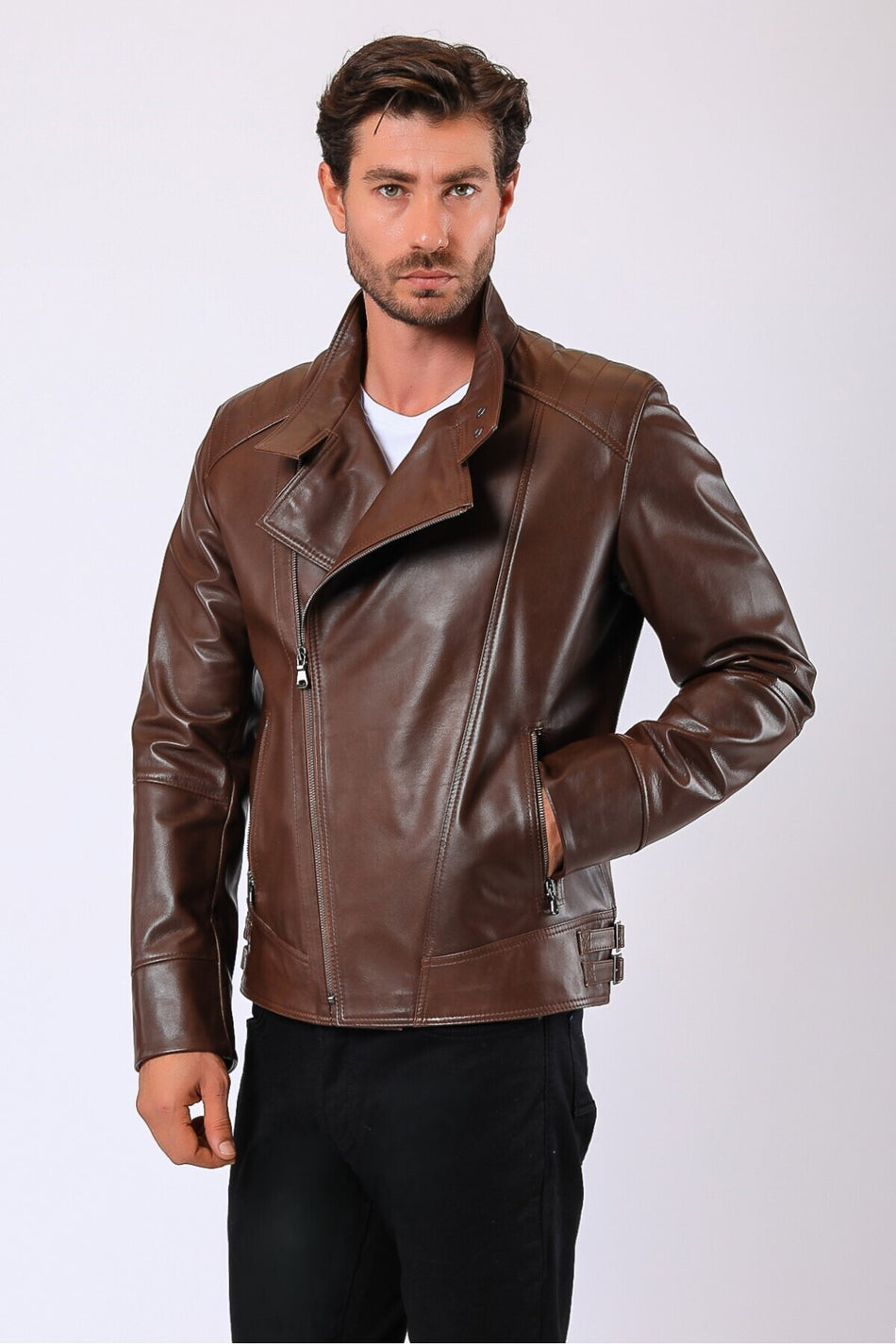 Кожаная куртка Leather Club цвета кофе