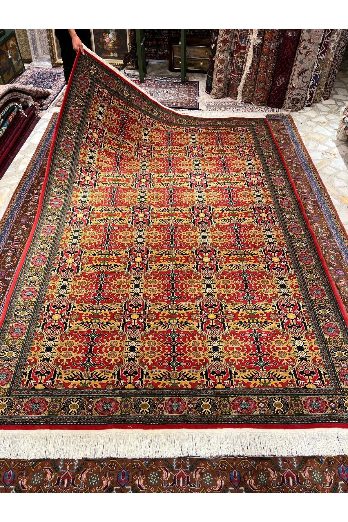 RD RAMAZAN DAG Hand Rug Art Hand-Woven Sumerbank Hereke Rug Sercuklu Design Size 300x200. - MALLTURK