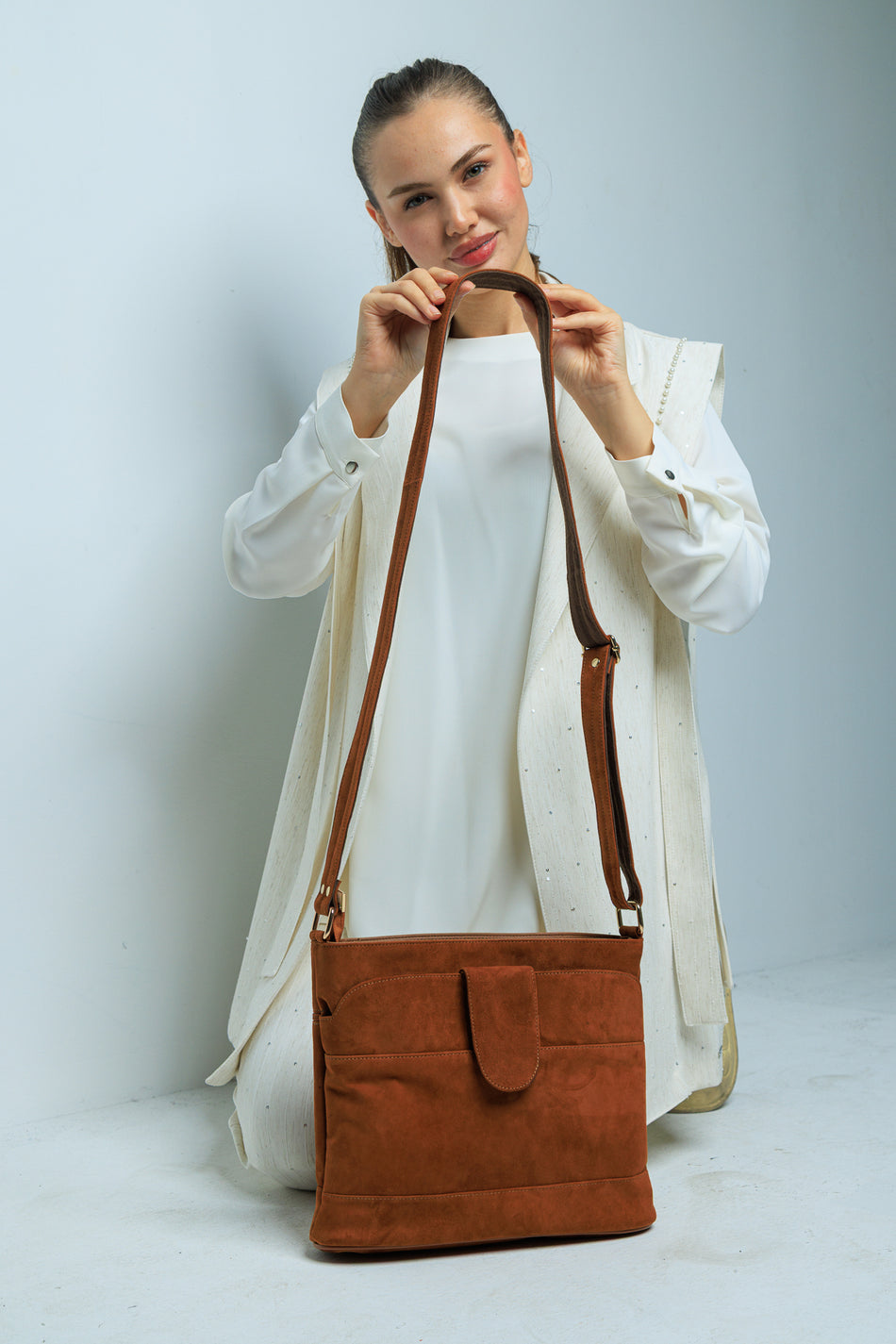 Fubileather Genuine Leather Suede Crossbody Women's Messenger Bag