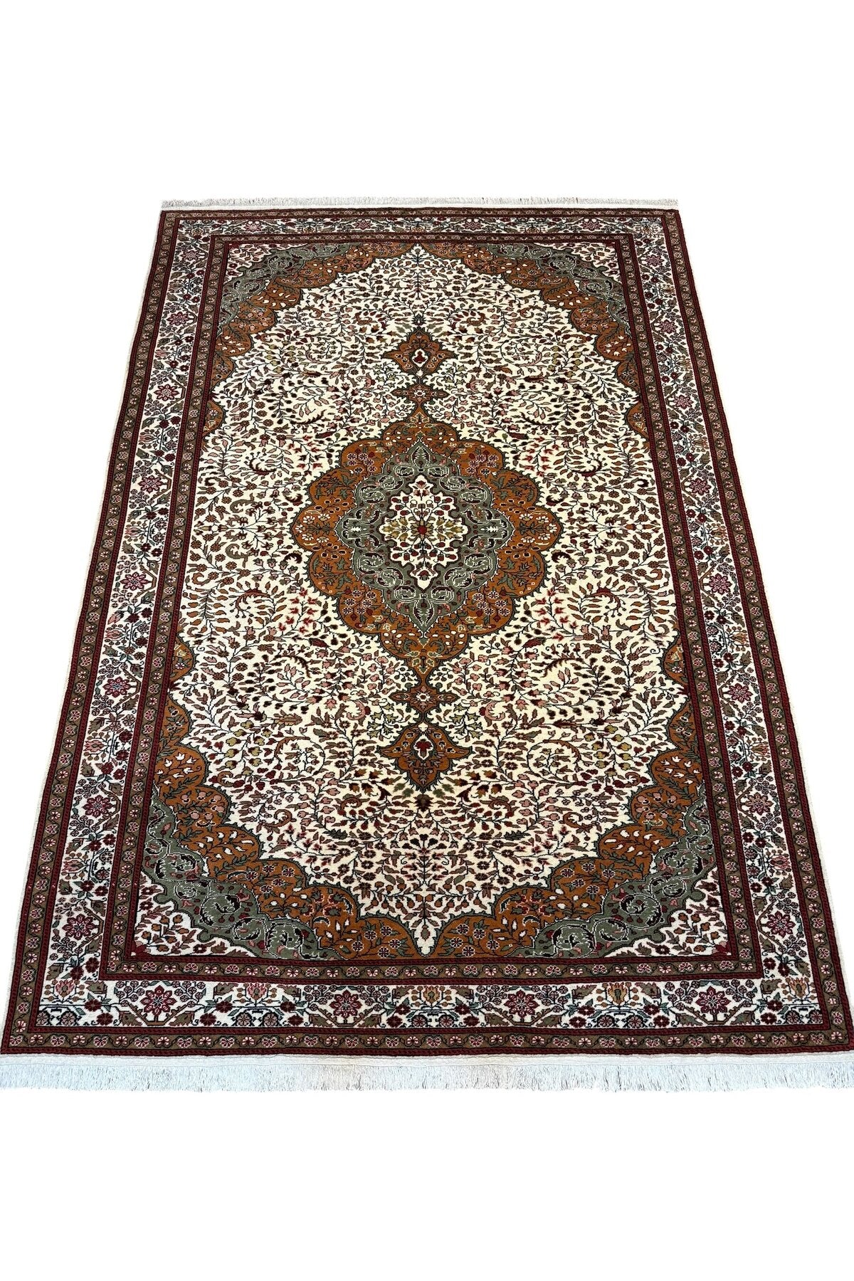 BURAK Rug Hand-Woven New Bunyan Rug 208x305 Cream Green Kiremit 6,5 M2 Wool Rug
