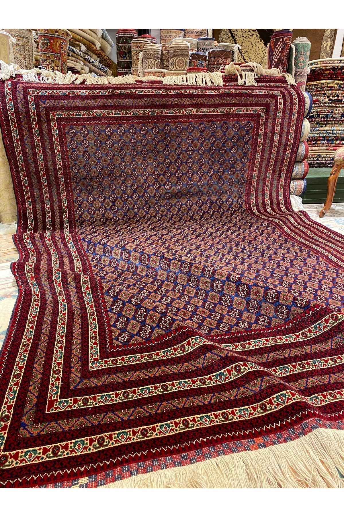 RD RAMAZAN DAG Hand Rug Art Hand-Woven Afgan Hoca Roshnai Rug Premium Quality Cotton Base Wool Weave Olup Natural Dye 3x2 - MALLTURK