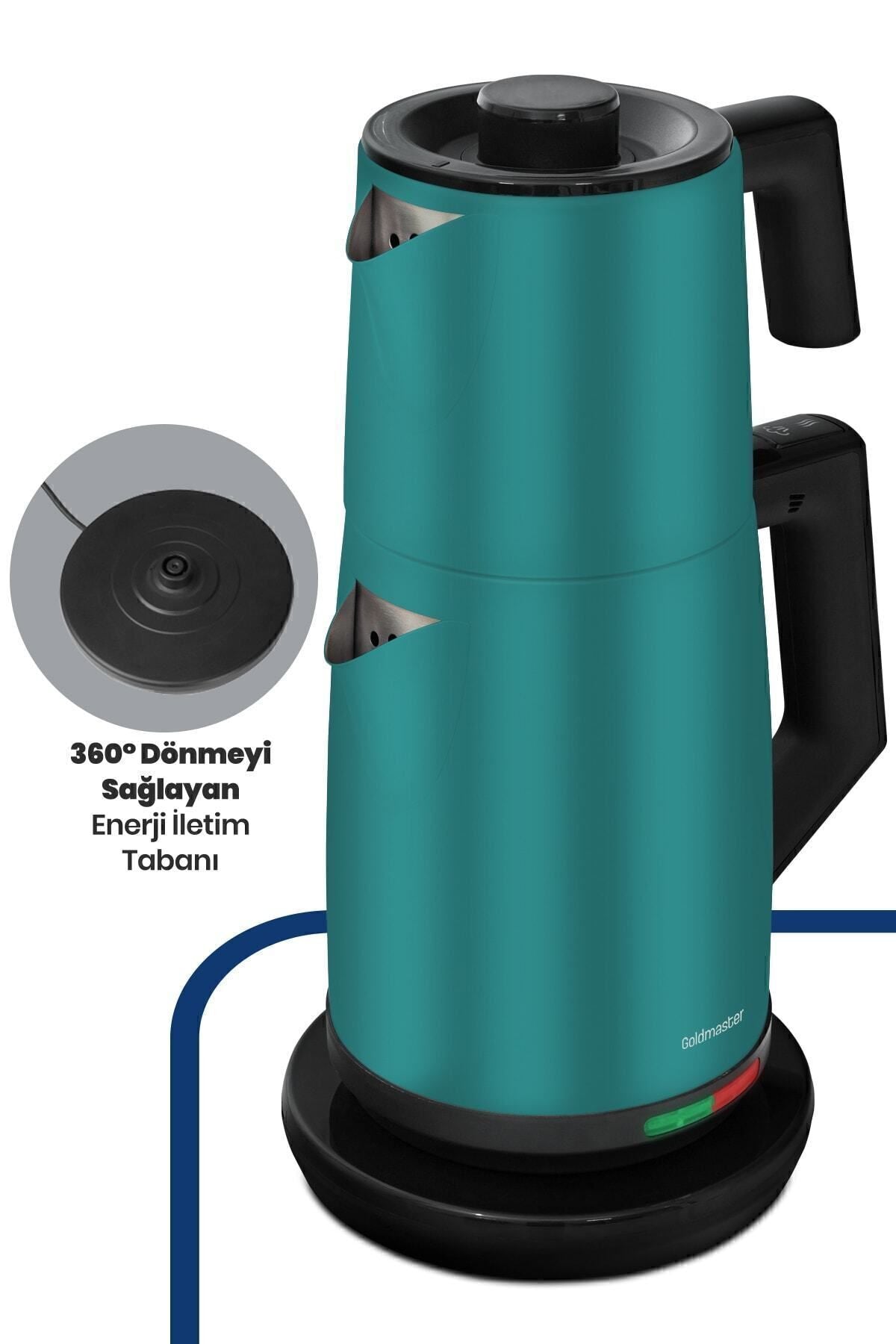 GoldMaster Acacia Green XL 2200 Watt Patented Drip-Free Design Stainless Steel Tea Maker and Water Kettle - MALLTURK