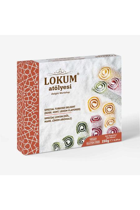 Lokum Atolyesi special Turkish Delight Rose nane limon Flavored 150g - MALLTURK