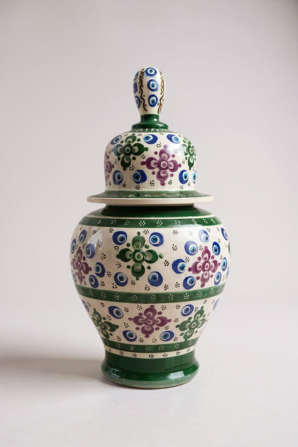 STORESZA Handmade 25cm Kutahya Ceramic Shah Cube Vase – Green & Purple Pattern (Wheel Work, Special Styrofoam Packaging) - MALLTURK