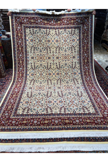 RD RAMAZAN DAG Hand Rug Art Hand-Woven Sumerbank Hereke Rug Signed Seven Mountains Flower Premium Quality Size 300x200 - MALLTURK