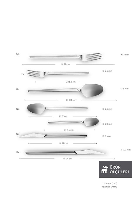 Karaca midway 84 Piece 12 Place Setting Flatware Set - MALLTURK