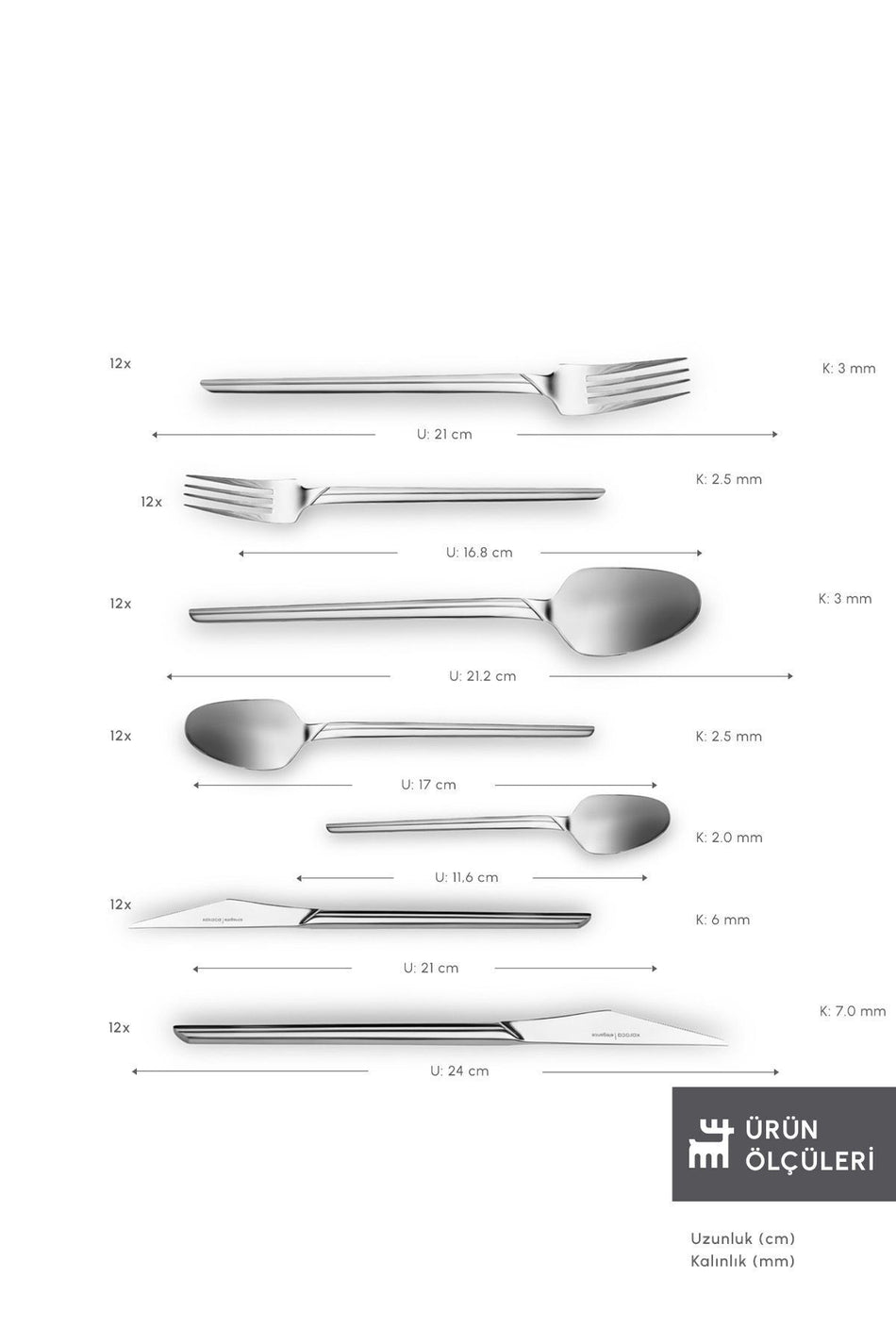 Karaca midway 84 Piece 12 Place Setting Flatware Set - MALLTURK