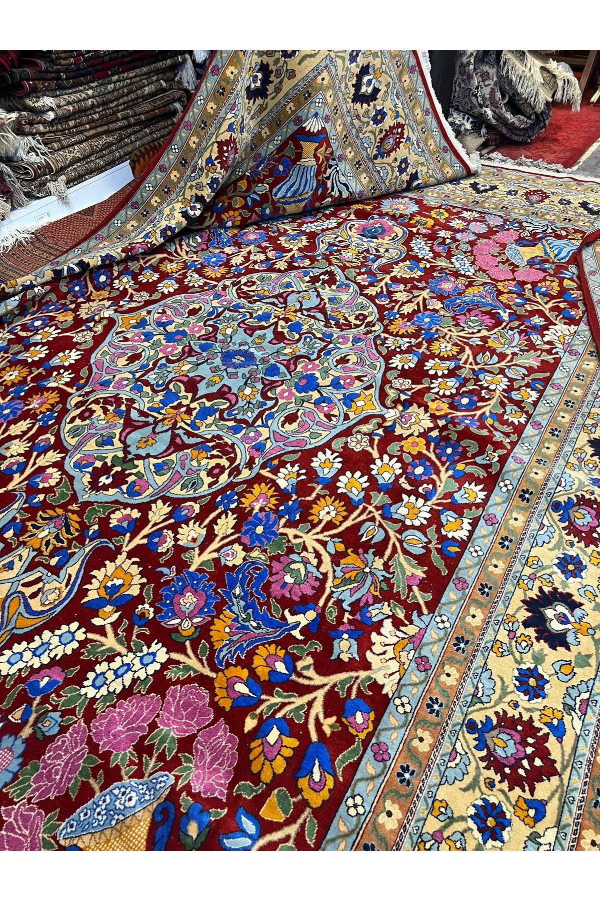RD RAMAZAN DAG Hand Rug Art Hand-Woven Duruder Hereke Rug Special Weave Size 430x300 - MALLTURK
