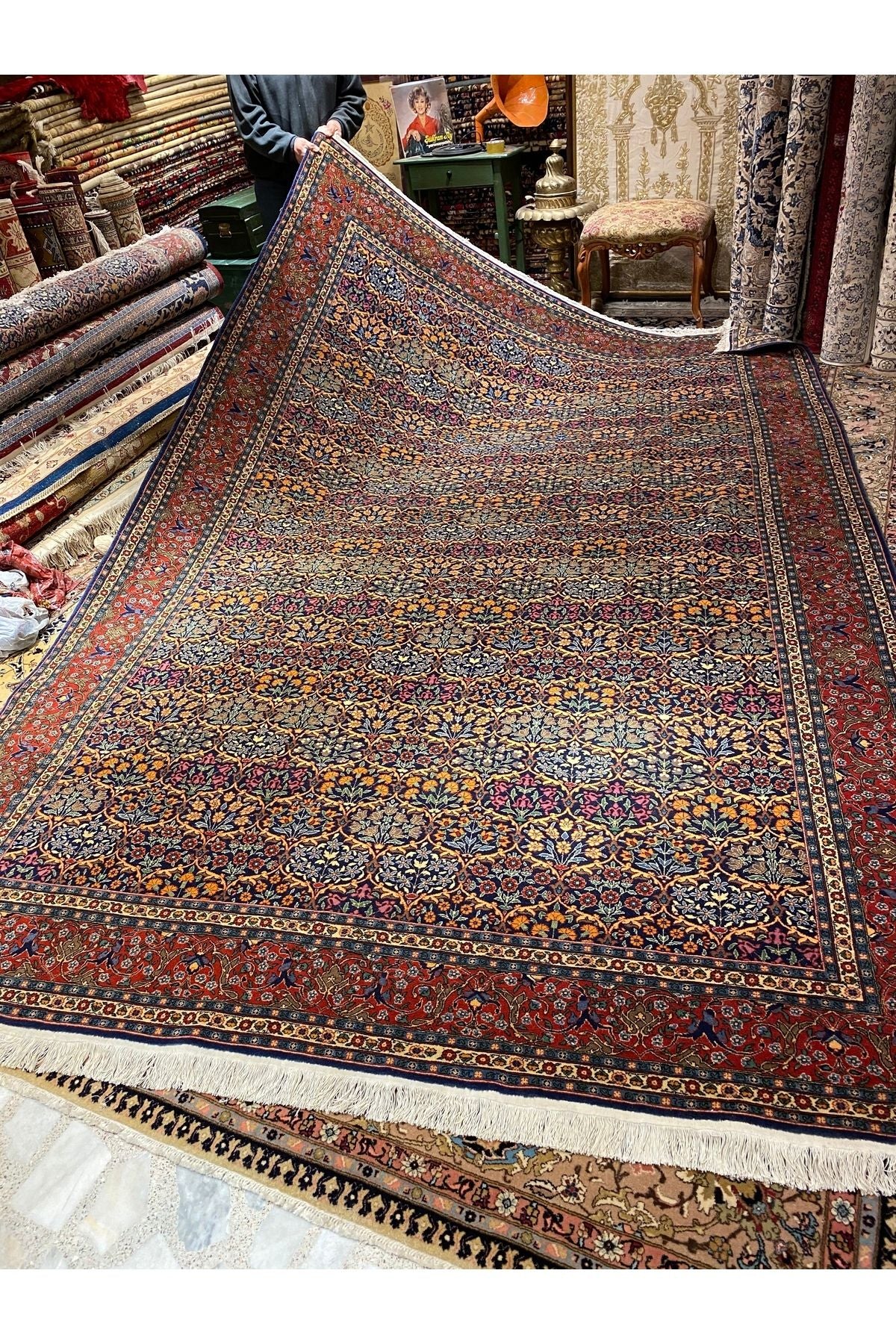 RD RAMAZAN DAG Hand Rug Art Hand-Woven Sumerbank Hereke Rug Karpuzlu Design Size 345x245 - MALLTURK