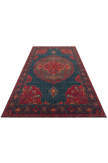 Cool Rug Mardin Navy Red Cok Multicolor Classic 4 Mevsim New Zealand Wool Soft Hand-Woven Living Room Rug