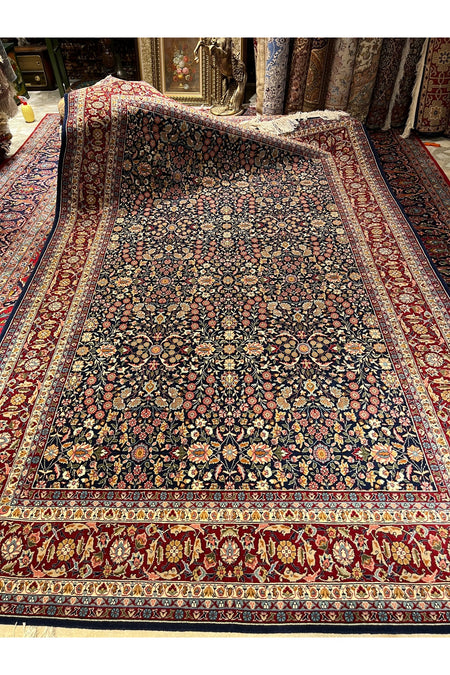 RD RAMAZAN DAG Hand Rug Art Hand-Woven Sumerbank Turkey Hereke Rug Signed Seven Mountains Flower Design Size 310x200 - MALLTURK