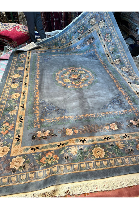 RD RAMAZAN DAG Hand Rug Art Hand-Woven Embossed Chinese Rug Premium Quality Gray Color Size 335x243 - MALLTURK