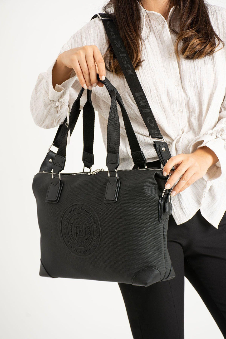 Just Polo Black Women's Hand and Shoulder Bag, Large SIZE - MALLTURK