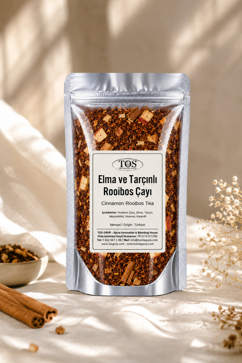 TOS The Organic Spices Apple and Cinnamon Rooibos Tea 40 gr (1st Quality)
