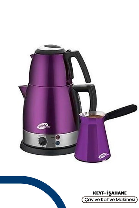 GoldMaster Keyf-i sahane Stainless Steel Tea and Electric Coffee Pot Maker, Purple GM-7322P - MALLTURK