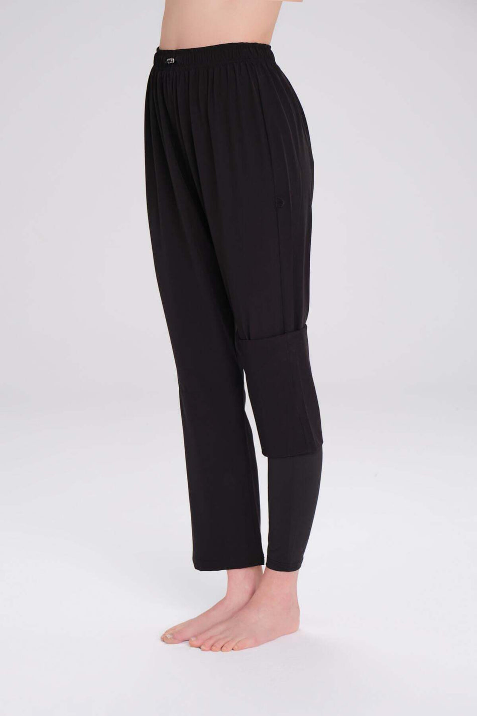 Hasema Flexible Woven Black Anti-Split Swim Pants with Leggings 3087 - MALLTURK