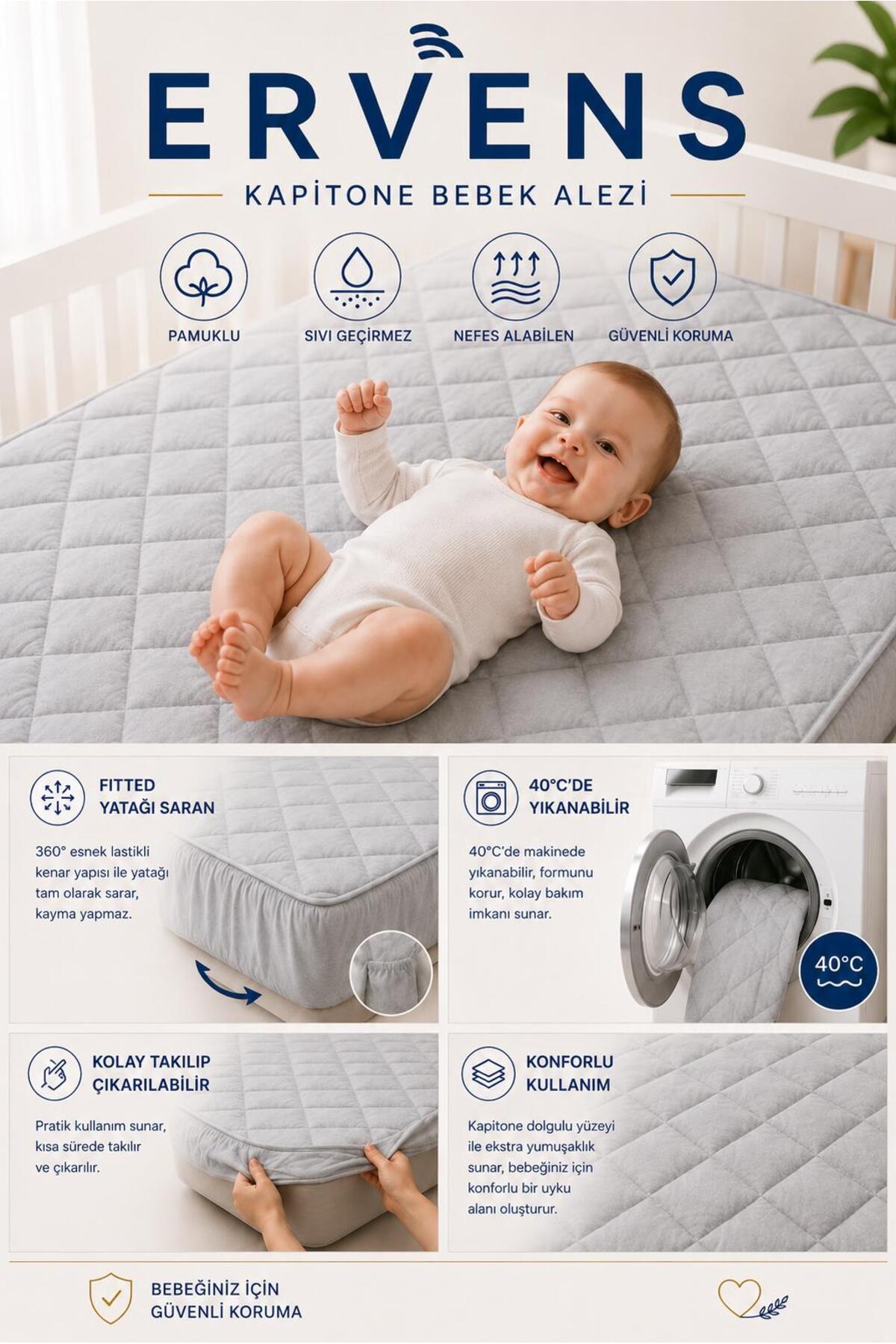 Ervens Home Waterproof Cotton Quilted Baby & Kids Mattress Protector - MALLTURK
