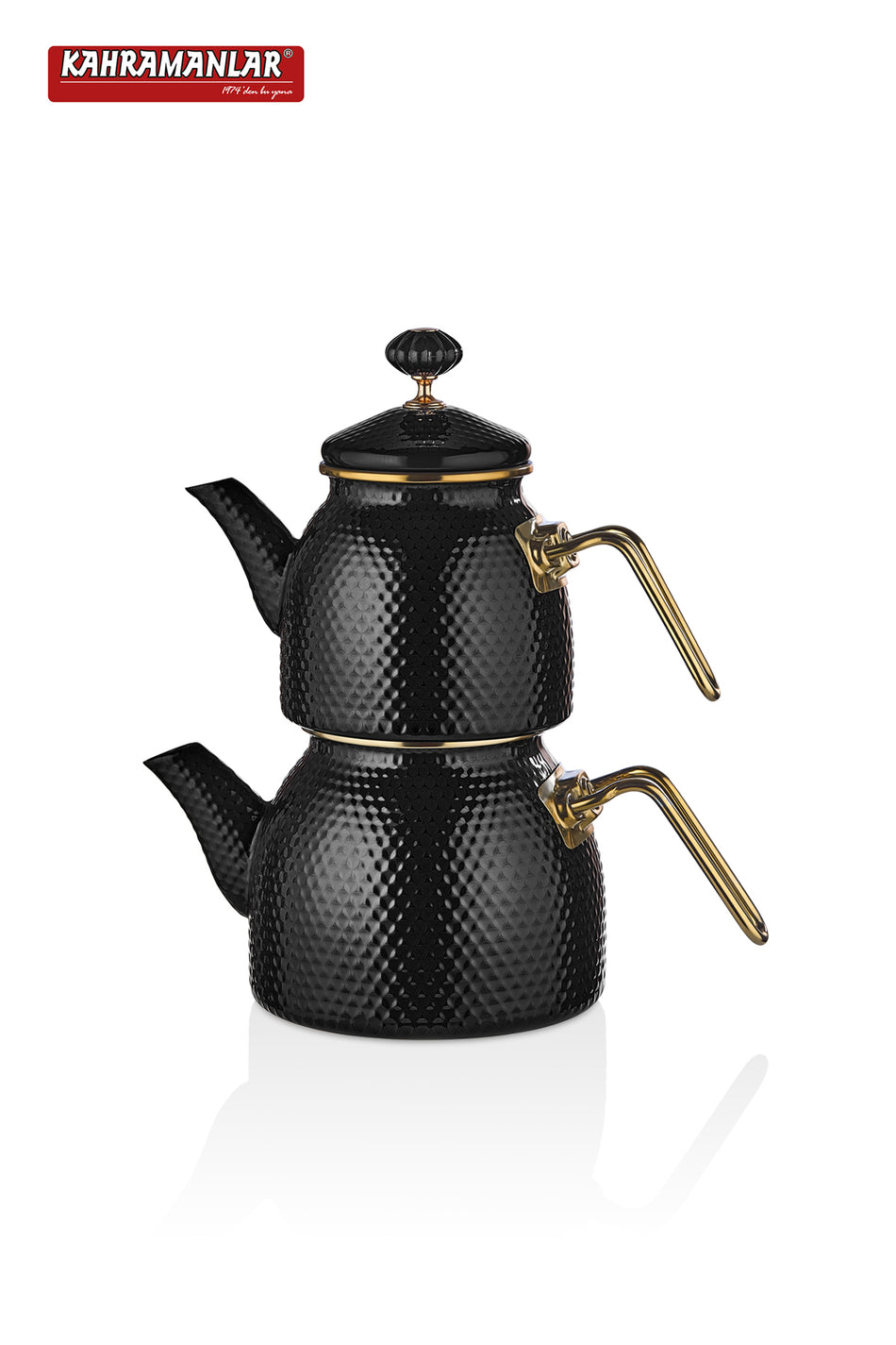 Kahramanlar Prime Black Enamel Teapot Set