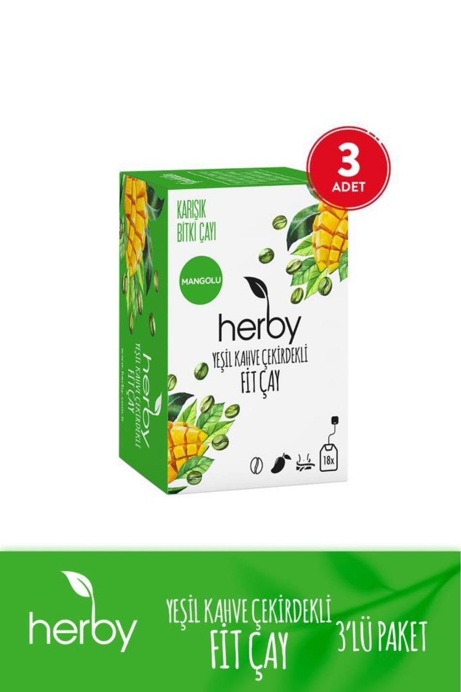 Herby Green Coffee Bean Fit Tea 3-Pack